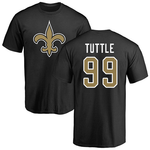 Men New Orleans Saints Black Shy Tuttle Name and Number Logo NFL Football #99 T Shirt->nfl t-shirts->Sports Accessory